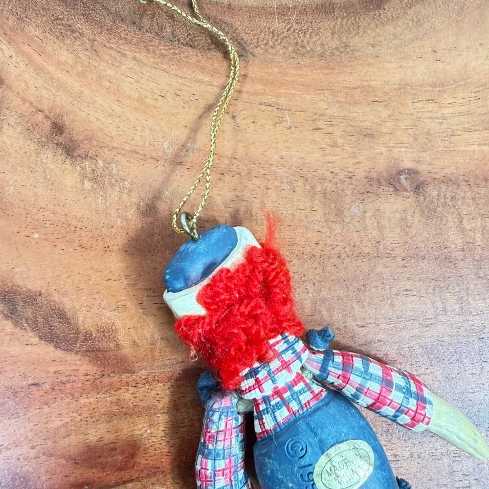 Vintage 1998 S&S Raggedy Andy Jointed Resin Christmas Ornament Red Yarn Hair‎